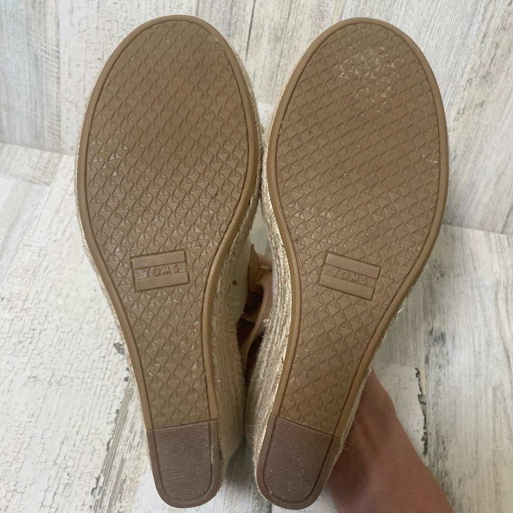 TOMS Monica Espadrille Wedge Sandals Natural Oxford Canvas Tan Size 9 Tan - Picture 7 of 7